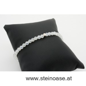 Armband Regenbogen-Mondstein weiß-blau, facettiert 3-4mm